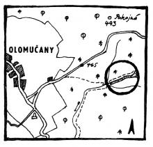 Košův žleb - lokalizace vápenky u obce Olomučany
